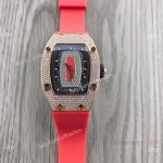 Swiss Bust Down Richard Mille Lady watch RM007-1 Red Rubber Strap